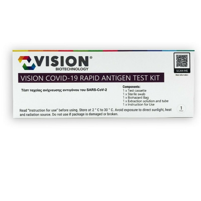 VISION Covid-19 Rapid Antigen Test Kit Ατομικό Τεστ Ταχείας Ανίχνευσης Αντιγόνου του SARS- CoV- 2 1τμχ