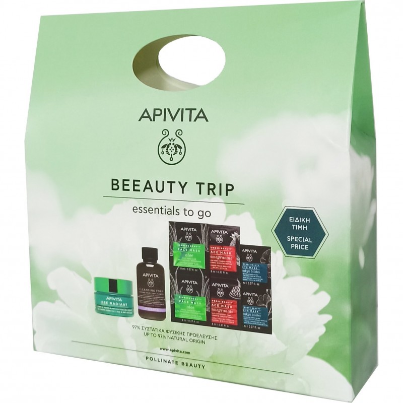 APIVITA Promo Beeauty Trip Essentials to go Ολοκληρωμένη Περιποίηση για το Ταξίδι σε Ειδική Τιμή 4τμχ