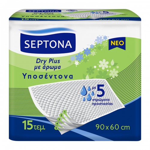 Septona Υποσέντονα Dry Plus Με Άρωμα 90 x 60 15 Τεμάχια