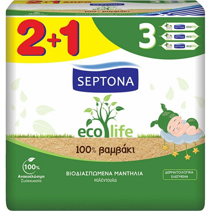 SEPTONA Ecolife Μωρομάντηλα 3x60τμχ