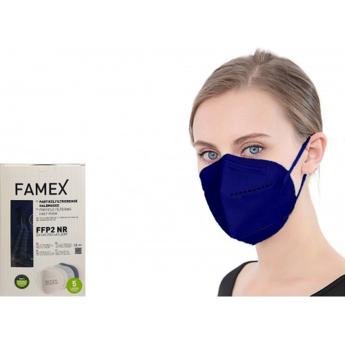FAMEX Μάσκα Ενηλίκων Particle Filtering Half Mask FFP2 NR Μπλε σκούρο 10τμχ