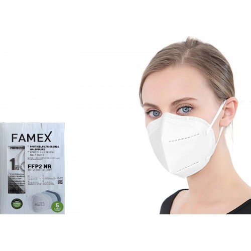 FAMEX Μάσκα Ενηλίκων Particle Filtering Half Mask FFP2 NR Άσπρο 10τμχ