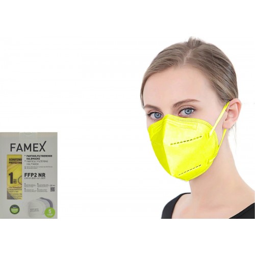 FAMEX Μάσκα Ενηλίκων Particle Filtering Half Mask FFP2 NR Κίτρινο 10τμχ
