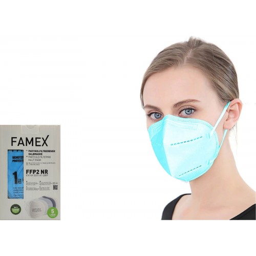FAMEX Μάσκα Ενηλίκων Particle Filtering Half Mask FFP2 NR Γαλάζιο 10τμχ