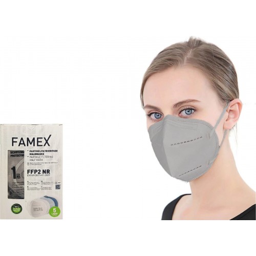FAMEX Μάσκα Ενηλίκων Particle Filtering Half Mask FFP2 NR Γκρι10τμχ