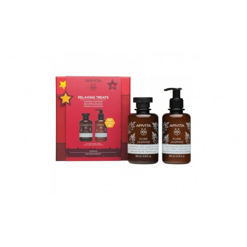 APIVITA Promo Relaxing Treats Pure Jasmine Shower Gel 250ml & Moisturizing Body Milk 200ml