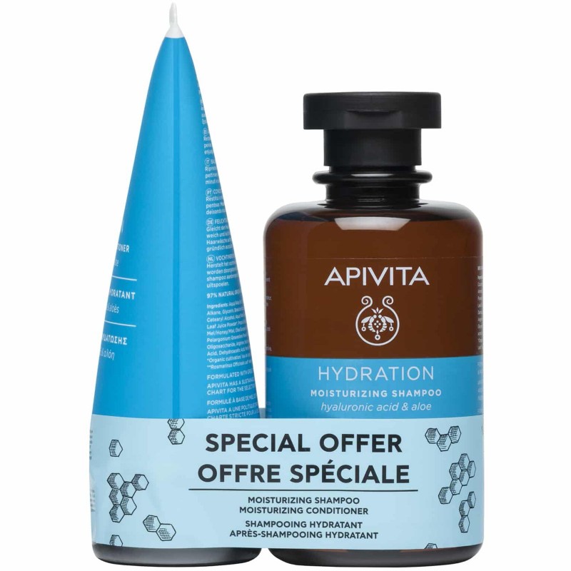 Apivita Promo Hydration Ενυδατικό Σαμπουάν με Υαλουρονικό Οξύ & Αλόη 250ml & Ενυδατική Κρέμα Μαλλιών 150ml