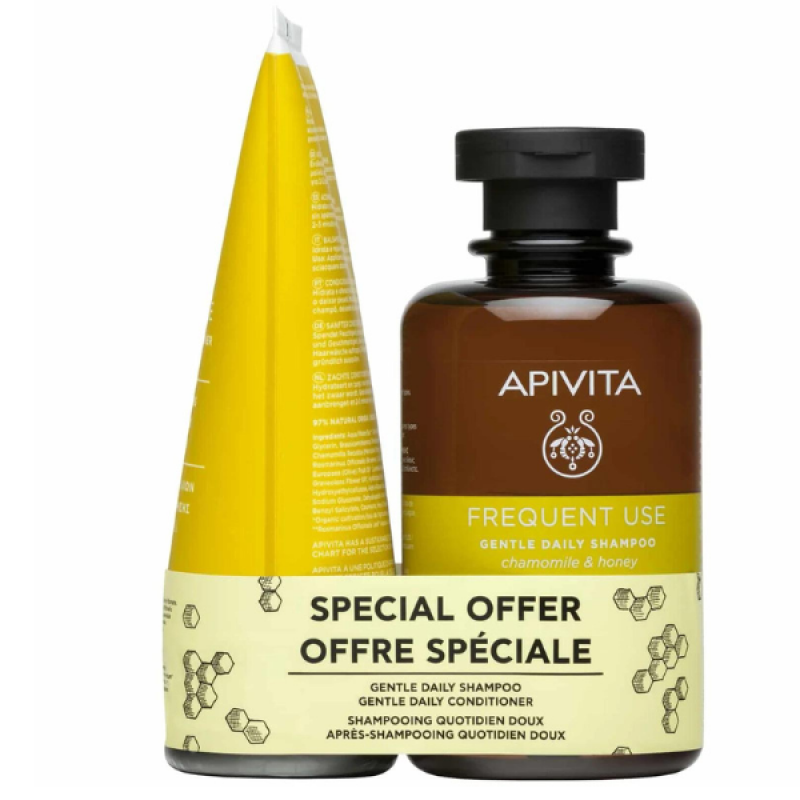 APIVITA Promo Frequent Use Απαλό Σαμπουάν Καθημερινής Χρήσης με Χαμομήλι & Μέλι 250ml & Απαλή Κρέμα Μαλλιών 150ml