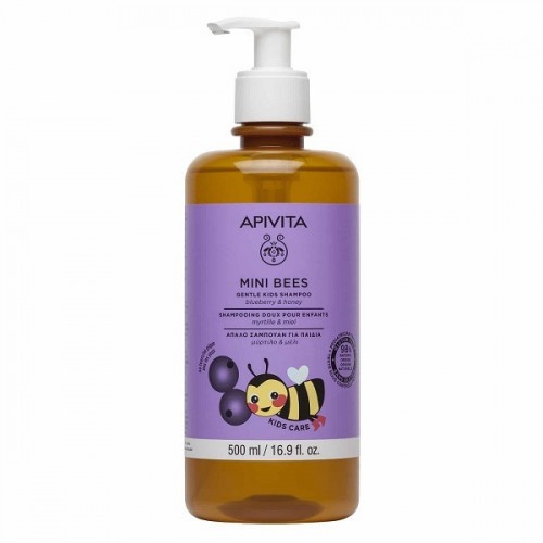 APIVITA Mini Bees Gentle Kids Shampoo Blueberry & Honey Απαλό Σαμπουάν για Παιδιά με Μύρτιλο & Μέλι 500ml