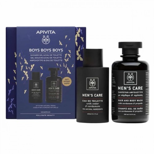 Apivita Boys Boys Boys Promo with Men's Care Eau de Toilette, 100ml & Free Hair & Body Wash, 250ml, 1set