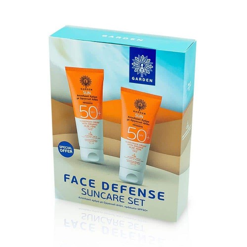 Garden Face Defense Suncare Set Sunscreen Face Cream Organic Aloe Vera SPF50+ 2 x 50 ml