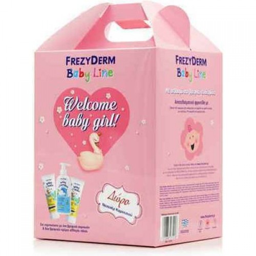 FREZYDERM Promo Welcome Baby Girl Baby Shampoo 300ml, Baby Cream 2x175ml & Δώρο Νεσεσέρ Καροτσιού