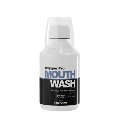 FREZYDERM Mouthwash Oxygen Pro Στοματικό Διάλυμα Με Ενεργό Οξυγόνο, Βιονεργό Πεπτίδιο & Υαλουρονικό Οξύ 250ml