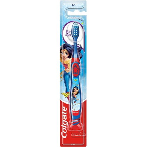 COLGATE Παιδική 6+ Ετών Μαλακή Οδοντόβουρτσα Wonder Woman Μπλε-Κόκκινη