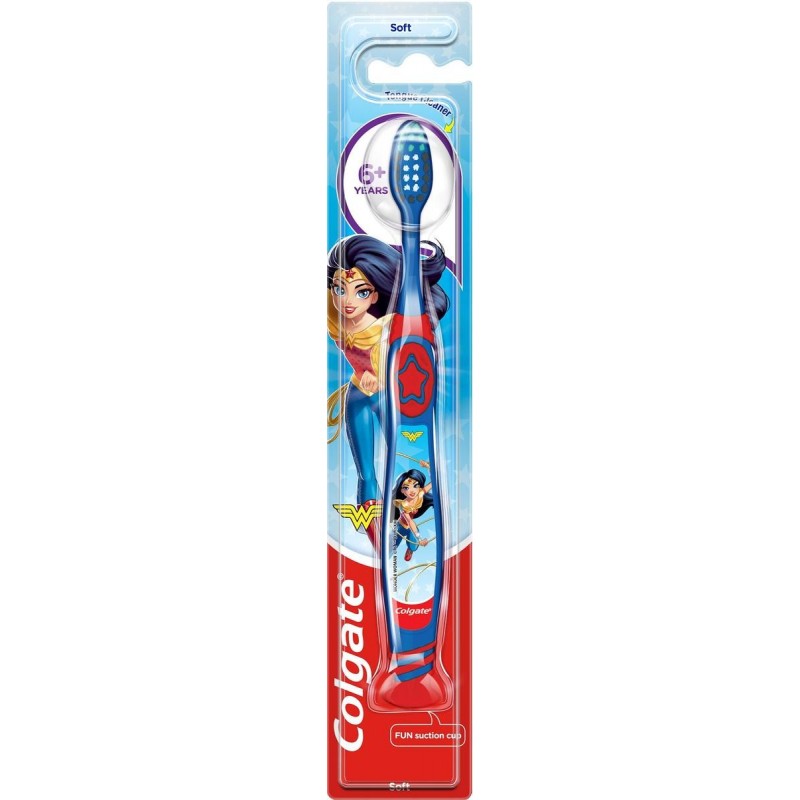 COLGATE Παιδική 6+ Ετών Μαλακή Οδοντόβουρτσα Wonder Woman Μπλε-Κόκκινη