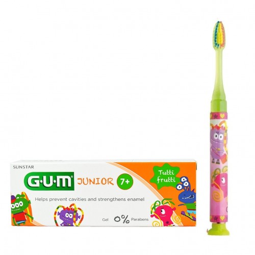 SUNSTAR GUM Junior Light-Up Soft Οδοντόβουρτσα & Δώρο Junior Οδοντόκρεμα 7+ Ετών Tutti Fruiti Flavor