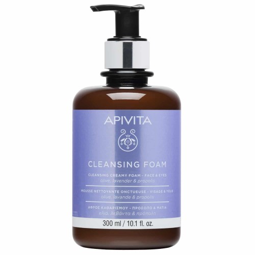APIVITA Cleansing Foam Face-Eyes, Αφρός Καθαρισμού, με Ελιά, Λεβάντα και Πρόπολη 300ml