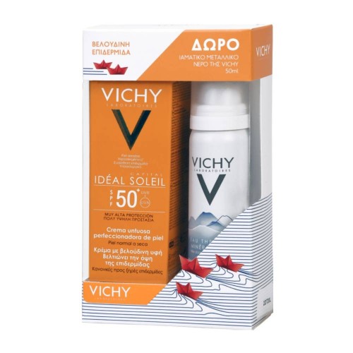 VICHY Ideal Soleil Velvety Cream SPF50+ 50ml & ΔΩΡΟ Vichy Eau Thermale 50ml