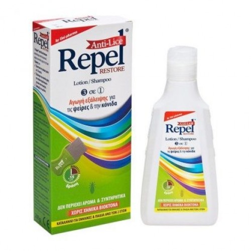UNI-PHARMA Repel Anti-Lice Restore Lotion & Shampoo Αγωγή 3 σε 1 200gr