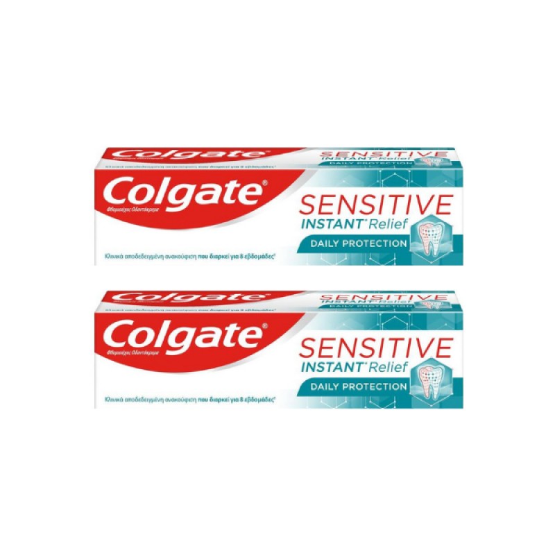COLGATE Sensitive Instant Relief Daily Protection Οδοντόκρεμα Άμεσης Ανακούφισης για Ευαίσθητα Δόντια 1+1 ΔΩΡΟ 2 x 75ml