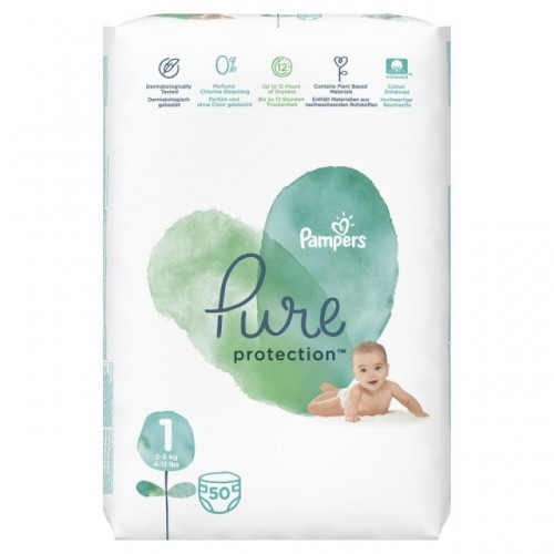 PAMPERS Pure Protection No1 (2-5kg) 50τμχ