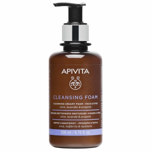 APIVITA Cleansing Κρεμώδης Αφρός Καθαρισμού για Πρόσωπο και Μάτια με Ελιά και Λεβάντα 200ml