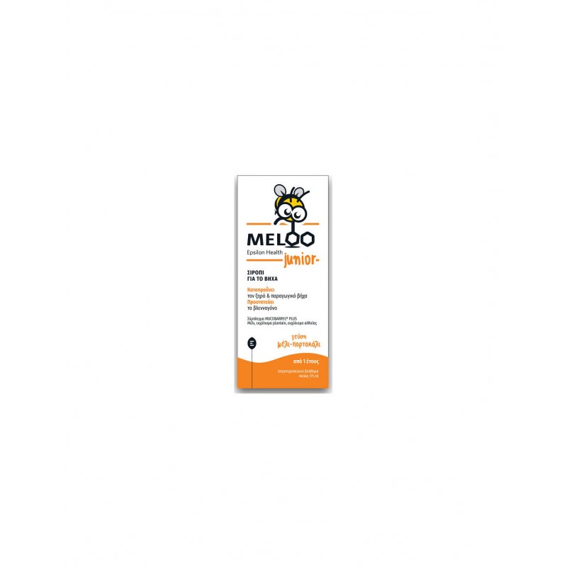 EPSILON HEALTH Meloo Junior Μέλι & Πορτοκάλι Σιρόπι για Ξηρό & Παραγωγικό Βήχα (από 1 Έτους) 175ml