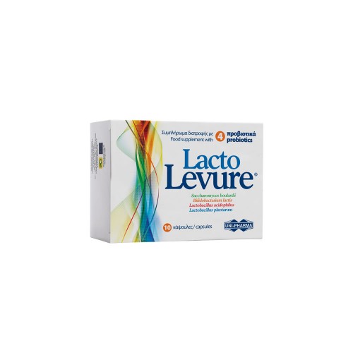 UNI-PHARMA LACTO LEVURE Συμπλήρωμα Διατροφής με 4 Προβιοτικά 10 Κάψουλες
