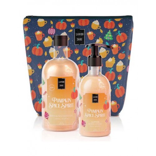 Lavish Care Pumpkin Spice Spirit bag set Bath & Shower Gel 500mL + Glitter Body Lotion 300mL
