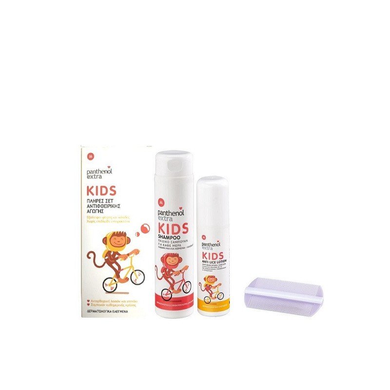 PANTHENOL EXTRA Kids Set Shampoo Αντιφθειρικό Σαμπουάν Παιδικό Για Κάθε Μέρα 300ml & Αντιφθειρική Λοσιόν 125ml & ΧΤΕΝΑΚΙ