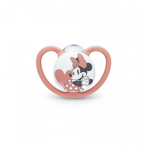 NUK Disney Mickey Mouse Space Πιπίλα Σιλικόνης Χωρίς Κρίκο Με Θήκη 6-18m Ροζ
